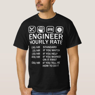 Engineer Hourly Rate Price Chart Labour Rates T-Shirt