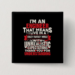 Engineer I Am An Engineer 2 Inch Square Button