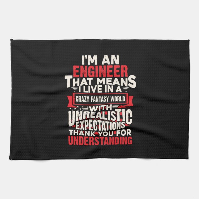 Engineer I Am An Engineer Kitchen Towel (Horizontal)