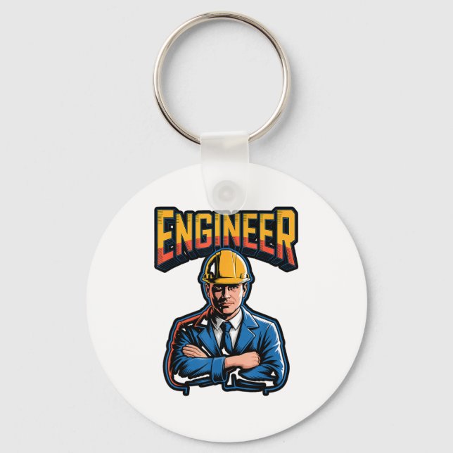 Engineer In Greek Letters Stem Nerd Humor  Keychain (Front)