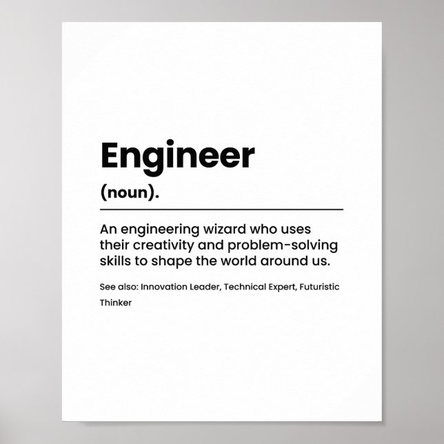 Engineer job Definition Poster (Front)