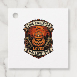 Engineer Loves Halloween Pumpkin Hard Hat Hammer W Favour Tags