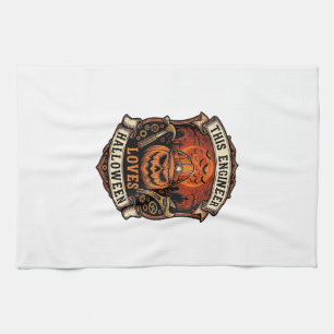 Engineer Loves Halloween Pumpkin Hard Hat Hammer W Kitchen Towel