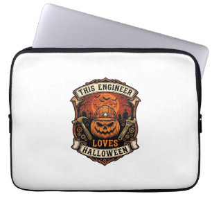 Engineer Loves Halloween Pumpkin Hard Hat Hammer W Laptop Sleeve