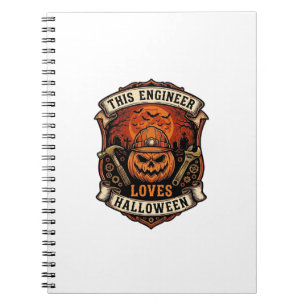 Engineer Loves Halloween Pumpkin Hard Hat Hammer W Notebook