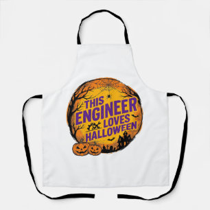 Engineer Loves Halloween Vintage Pumpkin Design_1 Apron