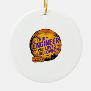 Engineer Loves Halloween Vintage Pumpkin Design_1 Ceramic Ornament