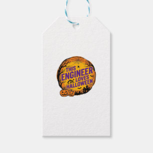 Engineer Loves Halloween Vintage Pumpkin Design_1 Gift Tags