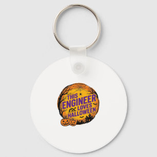 Engineer Loves Halloween Vintage Pumpkin Design_1 Keychain