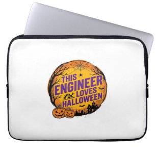 Engineer Loves Halloween Vintage Pumpkin Design_1 Laptop Sleeve