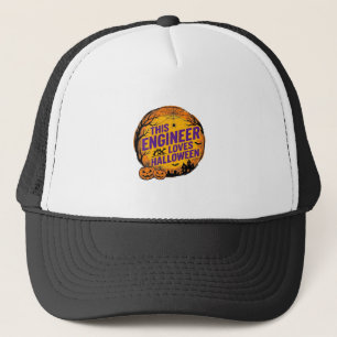 Engineer Loves Halloween Vintage Pumpkin Design_1 Trucker Hat