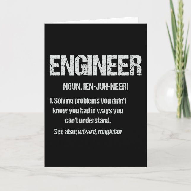 ENGINEER NOUN Funny Engineering Quotes Graduation Card (Front)