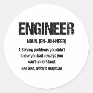 ENGINEER NOUN Funny Engineering Quotes Graduation Classic Round Sticker