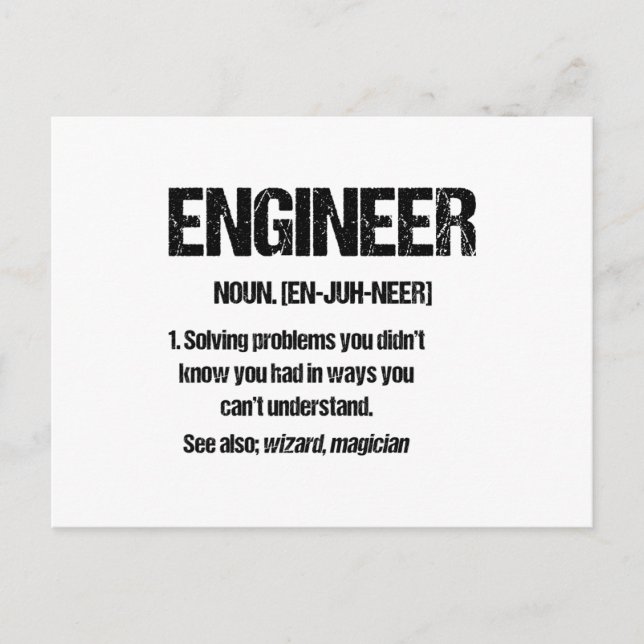 ENGINEER NOUN Funny Engineering Quotes Graduation Postcard (Front)