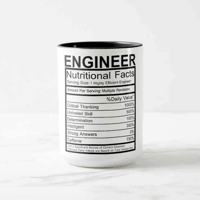 Engineer Nutritional Facts Mug (Center)