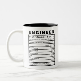 Engineer Nutritional Facts Statistics Funny Two-Tone Coffee Mug