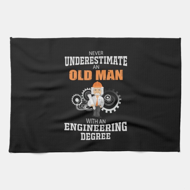 Engineer Old Man With An Engineering Degree Kitchen Towel (Horizontal)