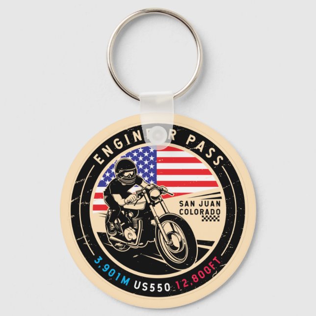 Engineer Pass Colorado Motorcycle Keychain (Front)