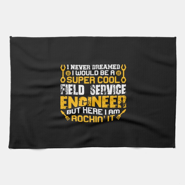 Engineer Super Cool Field Service Engineer Kitchen Towel (Horizontal)