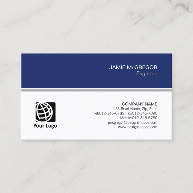 Engineer Technical Simple Minimal Professional Business Card (Front)