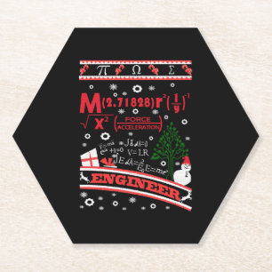 Engineer - Ugly Christmas Sweater Paper Coaster