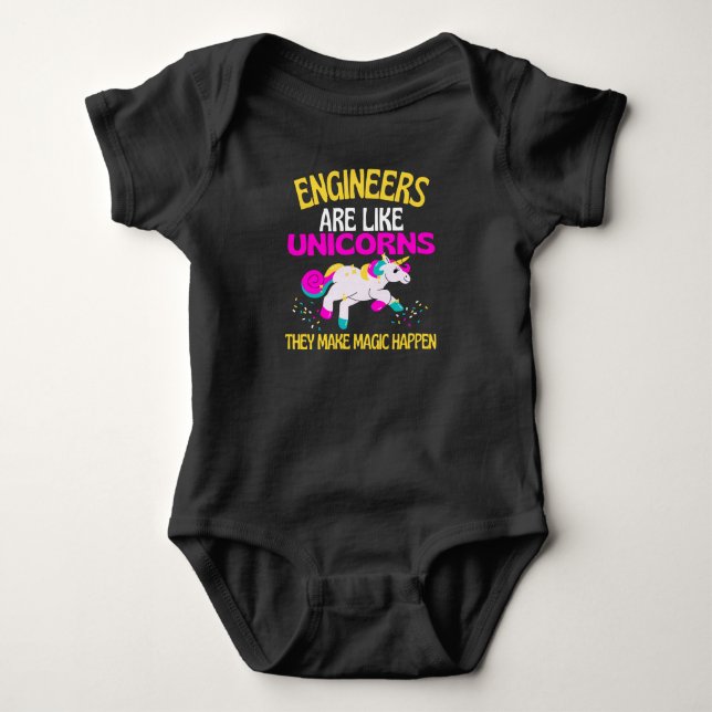 Engineer Unicorn , Magical Unicorn Engineering Baby Bodysuit (Front)