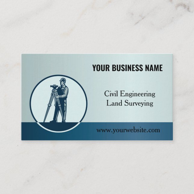 Engineering And Land Surveying  Logo Business Card (Front)