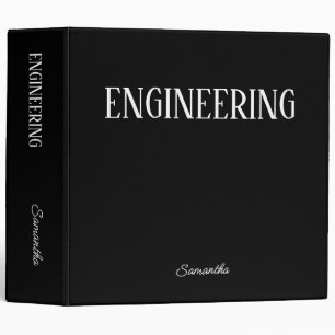 Engineering Black Personalized Subject  Binder