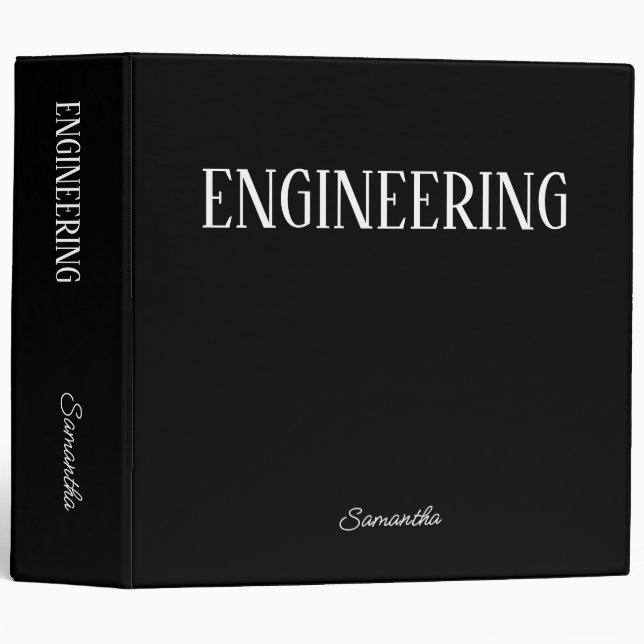 Engineering Black Personalized Subject  Binder (Front/Spine)