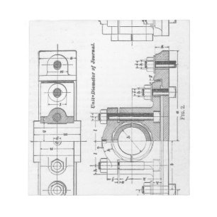 Engineering Blueprint Machinery Vintage Notepad