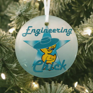 Engineering Chick #7 Glass Ornament