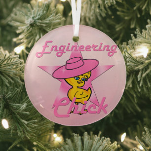 Engineering Chick #8 Glass Ornament