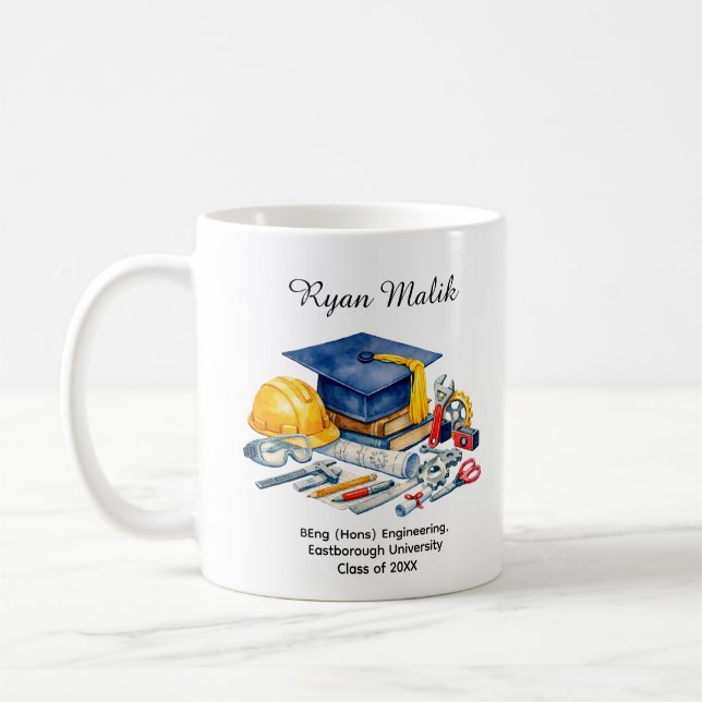 🎓Engineering Grad   Custom Name & Degree Coffee Mug (Left)