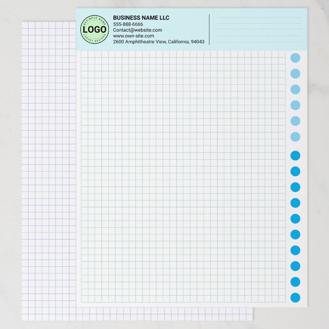 Engineering Graph Paper Sheets with Company Logo (blue Custom Logo Engineering Papers)