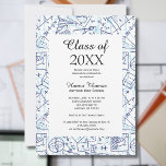 Engineering Mathematics Graduation Invitation<br><div class="desc">Announce your engineering triumph in style with our Doodle Blueprint Graduation Announcement Card! This meticulously designed card captures the essence of your academic journey with intricate engineering-themed doodles. From gears to circuitry, each detail celebrates your dedication and innovation. Share your achievement with loved ones as you embark on your professional...</div>