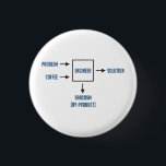 Engineering Sarcasm By-product 1 Inch Round Button<br><div class="desc">Present appropriate problem and sufficient coffee as per diagram.  Please wait.  Engineer will soon present desired solution.  Enjoy sarcasm by-product. A must have for any engineer or engineering student.  Caffeine not included.</div>