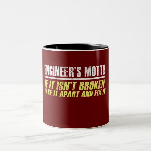 Engineer's motto Two-Tone coffee mug (Center)