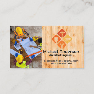 Engineers Planning Build   Construction Builder Business Card