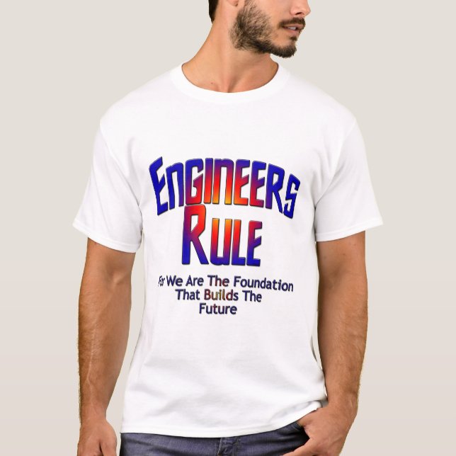 Engineers Rule Sun Burst Men's Basic T-Shirt (Front)