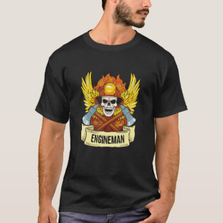 Engineman Firefighter Skull Axe Symbol Fire devil  T-Shirt