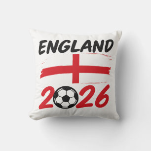 England 2026 Soccer Fan Design, Cross and Football Throw Pillow