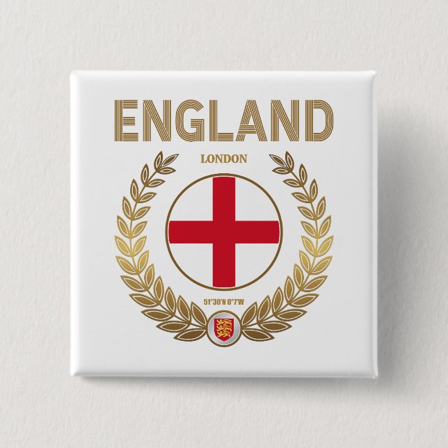 England 2 Inch Square Button (Front)