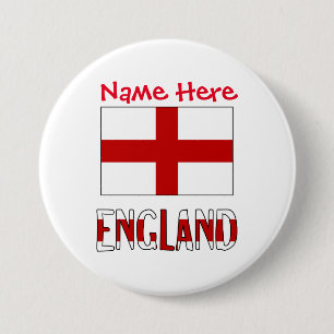 England and English Flag Red Personalization Round 3 Inch Round Button