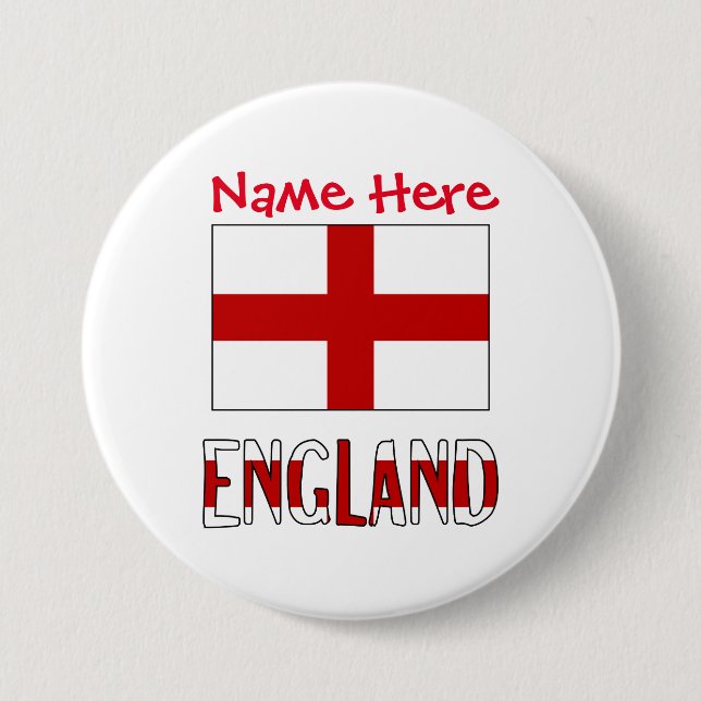 England and English Flag Red Personalization Round 3 Inch Round Button (Front)