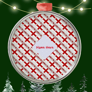 England and English Flag Tiled Red Personalization Metal Ornament