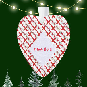 England and English Flag Tiled Red Personalization Ornament