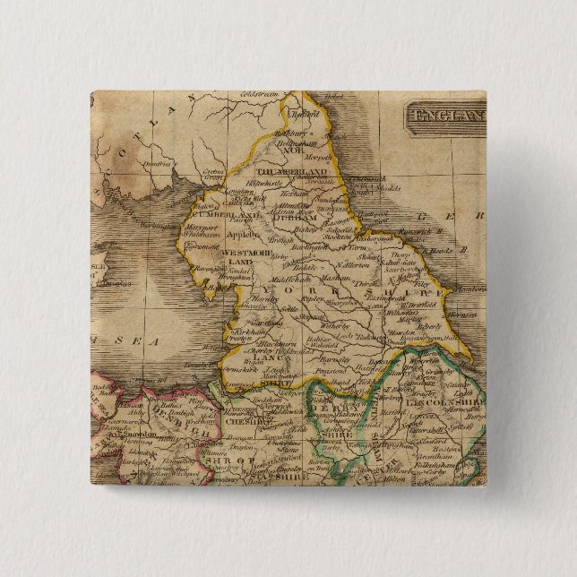 England and Wales 4 2 Inch Square Button (Front)