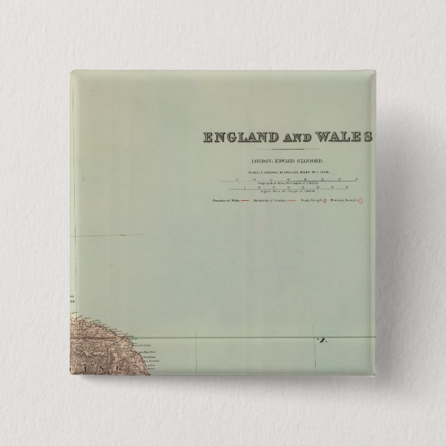 England and Wales Northeast 2 Inch Square Button (Front)