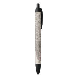 England Atlas Map Black Ink Pen