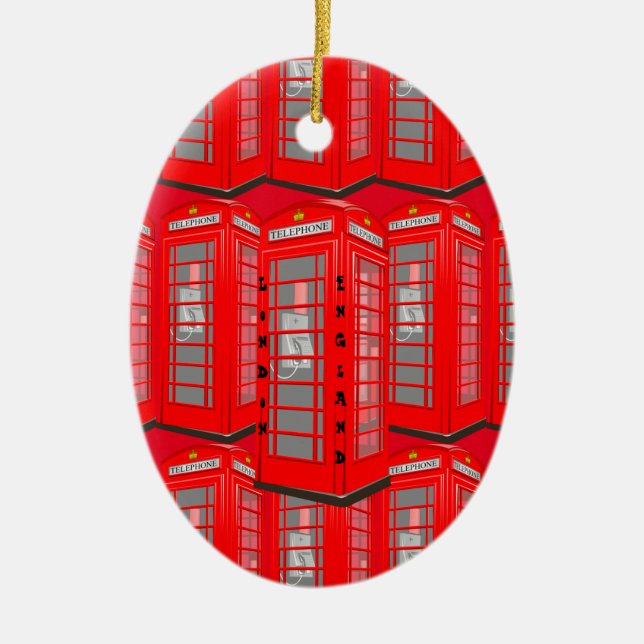 England British Red London Phone Booth Ornament (Front)